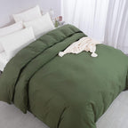 HOMBYS Oversized King Duvet Cover 120 x120 Inch, Ultra Soft Microfiber Olive Green Duvet Cover for All Season with Ziper Closure, 8 Coner Tabs (Olive Green, Oversized King)