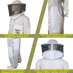 Brutul Bee 3 Layer Beekeeping Ultralight Ventilated Suit with Round Veil (White, 4XL)