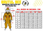 Brutul Bee 3 Layer Beekeeping Ultralight Ventilated Suit with Round Veil (White, 4XL)
