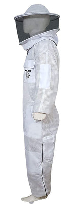 Brutul Bee 3 Layer Beekeeping Ultralight Ventilated Suit with Round Veil (White, 4XL)