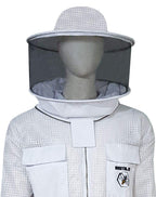 Brutul Bee 3 Layer Beekeeping Ultralight Ventilated Suit with Round Veil (White, 4XL)