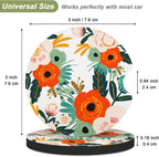 Nipichsha Car Cup Holder Coasters, Car Coasters for Cup Holders, 2 Pack Anti Slip Insert Coasters, Rubber Car Cup Mat with A Finger Notch, Cute Car Interior Accessories for Women Men(White Flower)