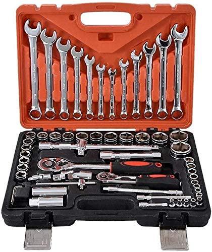 ZSEFV Hand Tools 61 pcs/Set Socket Wrench Set Spanner Car Machine Repair Service Tools Kit with Heavy Duty Ratchet Hand Tools