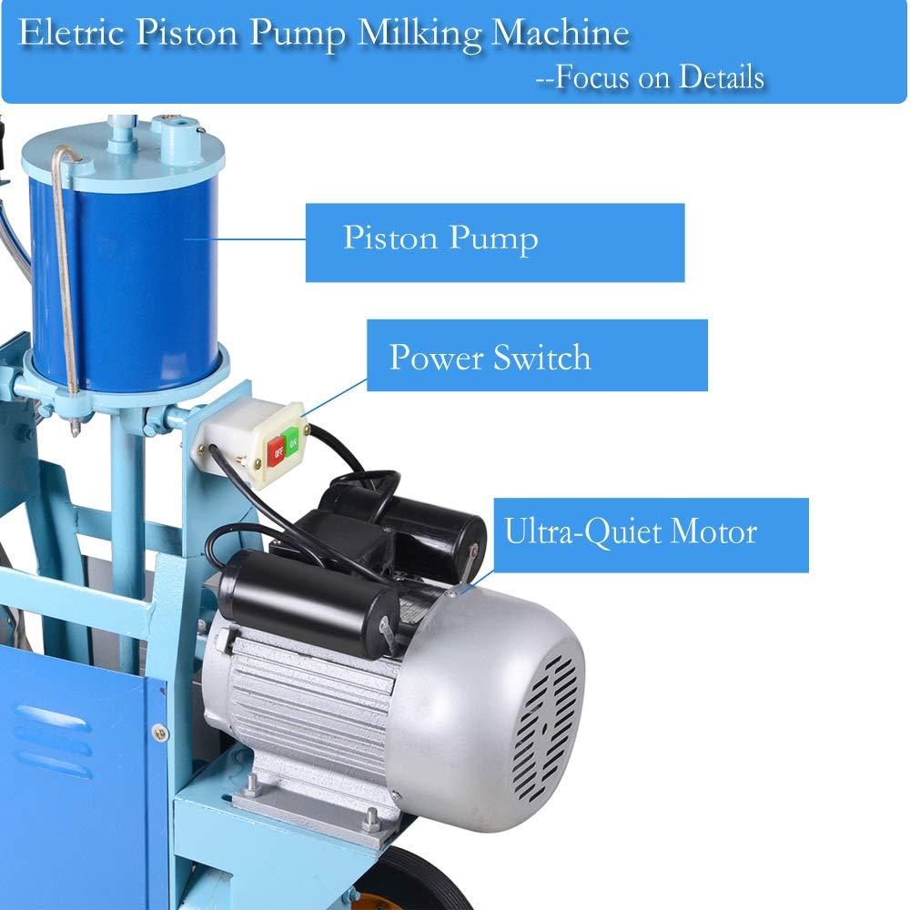 Portable Cow MilMachine 25L Electric MilMachine Pulsation Vacuum Pump Cows Milker with  Steel Bucket 10-12Cows/hour 110V