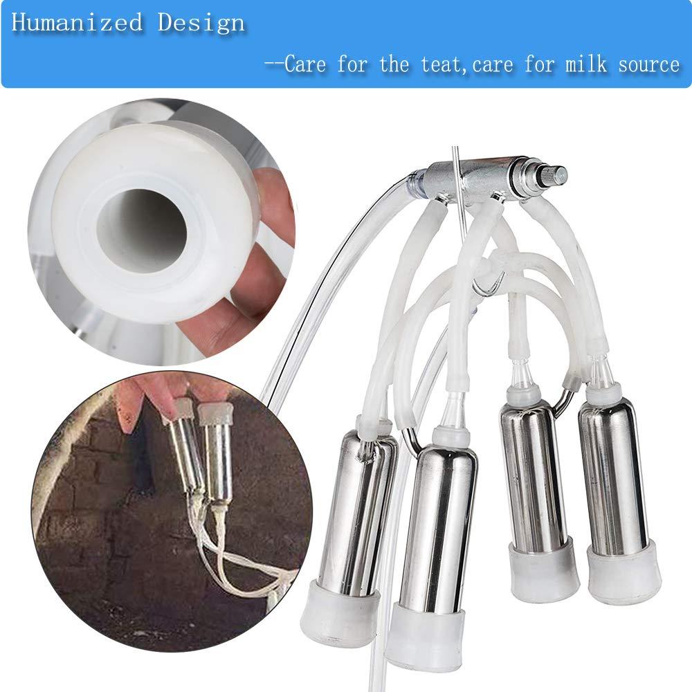 Portable Cow MilMachine 25L Electric MilMachine Pulsation Vacuum Pump Cows Milker with  Steel Bucket 10-12Cows/hour 110V