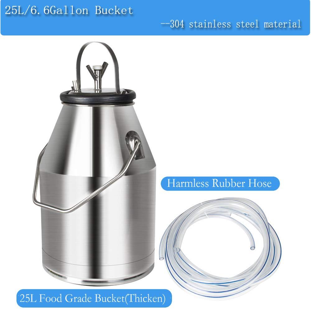 Portable Cow MilMachine 25L Electric MilMachine Pulsation Vacuum Pump Cows Milker with  Steel Bucket 10-12Cows/hour 110V