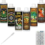 FoxFarm BushDoctor Liquid Nutrient Formula: Kangaroots, Microbe Brew, Sledgehammer, Flowers Kiss, Bembe, Boomerang (Pack of 6-16 oz Bottles) 1 Pint Each + Twin Canaries Chart & Pipette