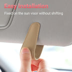KanSmart Sunglass Holder for Car Visor Sunglasses Clip Magnetic Leather Glasses Eyeglass Holder Truck Car Interior Accessories Universal for Woman Man -Beige