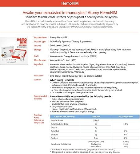 Atomy [ Hemohim 4boxes ] Mixed Herbal Extract Drink | Korea Immune System Supplement | 20ml * 60packets * 4boxes | Made by KOLMAR BNH Korea