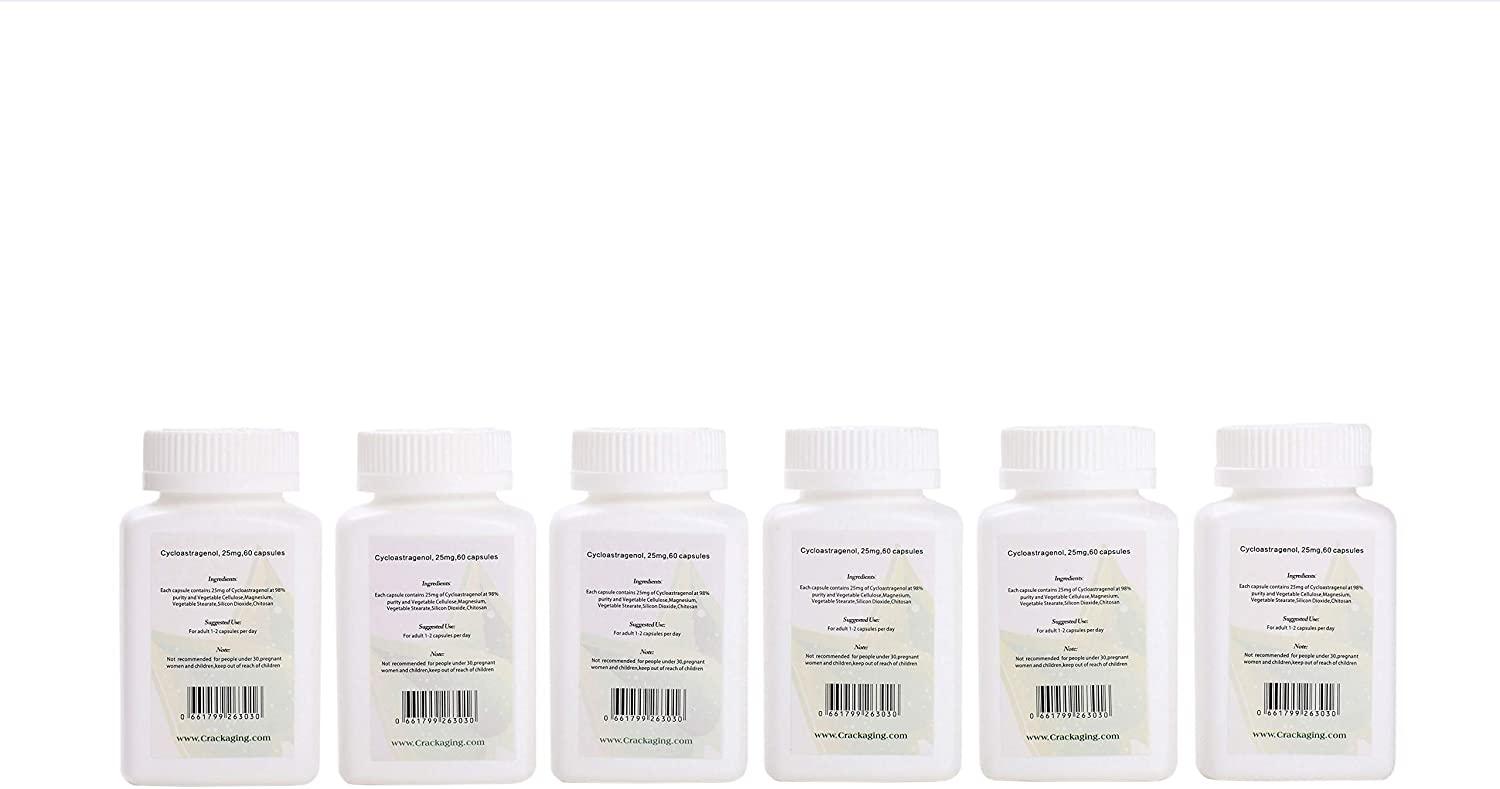 Crackaging Super-Absorption Cycloastragenol 98% 25mg 60caps(6 Bottles)