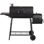 Charcoal Grill Barrel BBQ Smoker Combo Heavy Duty Steel Outdoor CooBlack