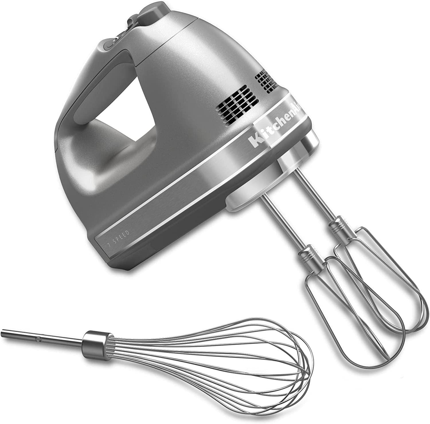 KitchenAid KHM7210CU 7-Speed Digital Hand Mixer with Turbo Beater II Accessories and Pro Whisk - Contour Silver