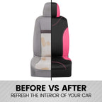 BDK UltraSleek Pink Seat Covers for Cars, Two-Tone Front with Matching Back Car Seat Cover, Made to Fit Most Auto Truck Van SUV, Interior Car Accessories, Full Set