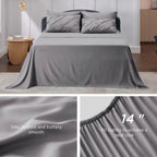 Bedsure Queen Comforter Set - 7 Pieces Comforters Queen Size Grey, Pintuck Bedding Sets Queen for All Season, Bed in a Bag with Flat Sheet and Fitted Sheet, Pillowcases &amp; Shams