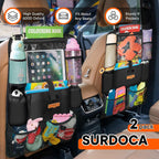 SURDOCA Car Organizers and Storage - Car Seat Organizer with 10.5-inch Clear Tablet Pocket, 4th Generation Backseat Car Organizer with 9 Pockets, Car Accessories for Kids, 2 Pack