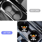 Car Cup Holder Coaster for Anime One Piece Skull Skeleton Silicone 2.75" Car Coaster Onepiece Car Cup Holder Insert Coasters by FLYEEGO