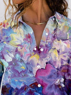 Fashion Watercolor Print Long Sleeve Shirt