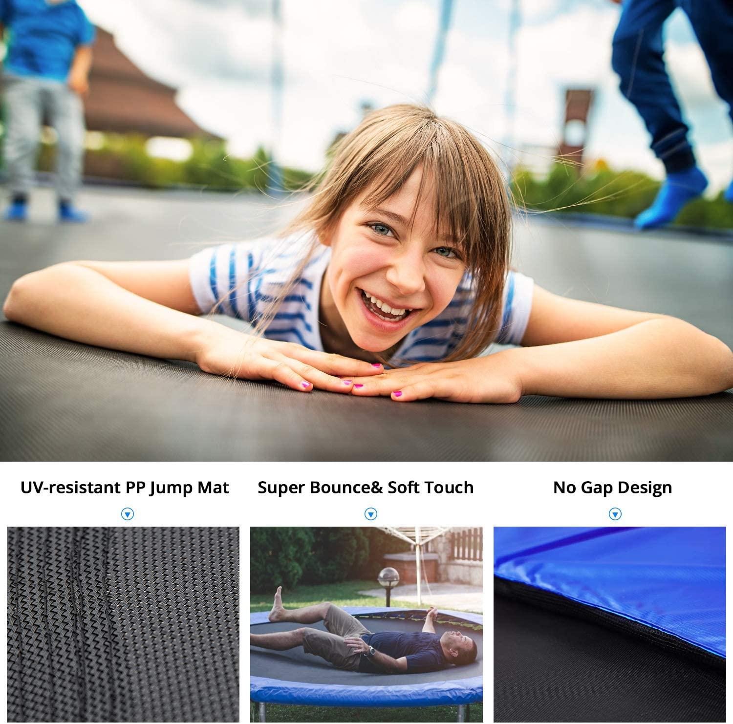 13ft 330lbs Load Trampoline With Enclosure For Kids Toddlers And Adults, Indoor Outdoor Recreational Exercise Trampoline, 156x156x112.6'' Blue