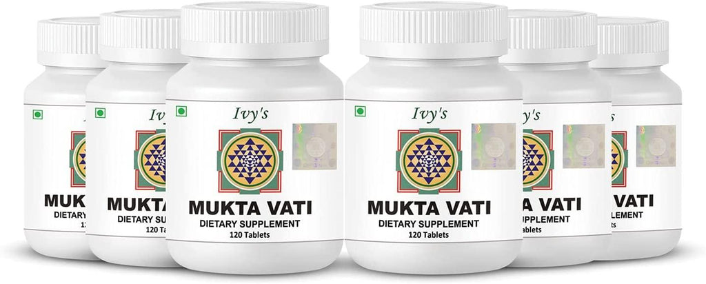 Ivy's Mukta Vati 120 Herbal Tablets a Bottle I Natural Blood Pressure Support Supplement I Natural Supplements for Heart Health, Anxiety & Hypertension I Natural Ingredients (6 Bottles)