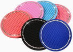 Bling Car Coasters Pink PVC Travel Auto Cup Holder Insert Coaster Anti Slip Crystal Vehicle Interior Accessories Cup Mats for Women and Girl (2.75" Diameter,Pack of 2) (Pink)