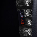 Flying Banner car seat Covers Fashion Faux Leather Gray Skull Full Set Rear Bench Split Easy installations car Truck SUV