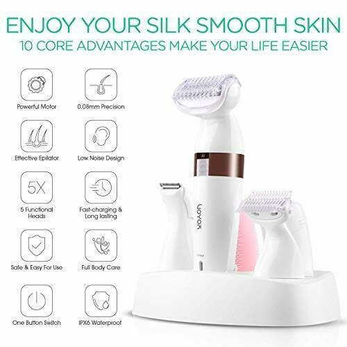 Electric Shaver for Women Bikini Trimmer Hair Remover for Face Body, 5 in 1