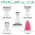 Electric Shaver for Women Bikini Trimmer Hair Remover for Face Body, 5 in 1