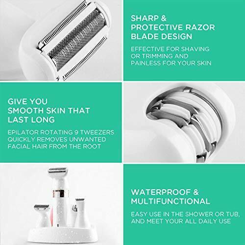 Electric Shaver for Women Bikini Trimmer Hair Remover for Face Body, 5 in 1