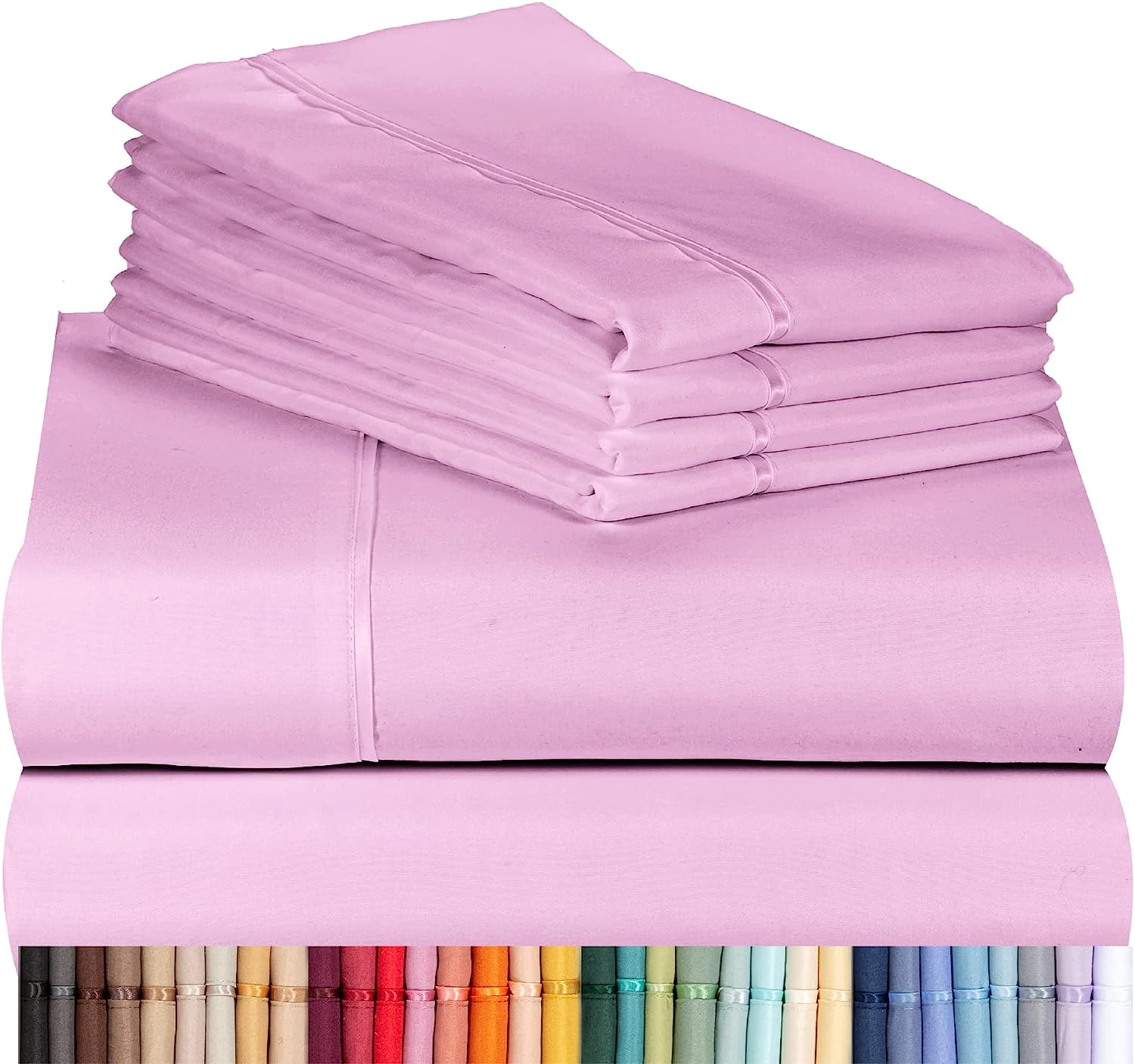 LuxClub 6 PC Full Size Sheet Set Bamboo Sheets Deep Pockets 18" Eco Friendly Wrinkle Free Cooling Sheets Machine Washable Hotel Bedding Silky Soft - Light Plum Full