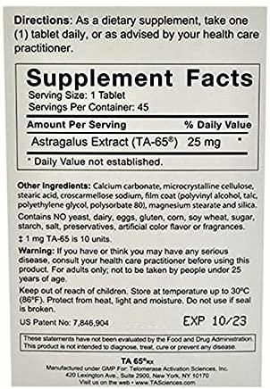 T.A. Sciences TA-65 Rx 45 (250 Units) Tablet Box