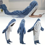 1pc Shark Blanket For Adult, Reversible Flannel Embroidered Wearable Shark Blanket, Super Soft Cozy Flannel Hoodie, Shark Blanket Hoodie Sleeping Bag, Wearable Fleece Throw Blanket