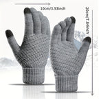 Winter Thickened Warm Wool Gloves Outdoor Windproof Cycling Gloves Touchscreen Gloves