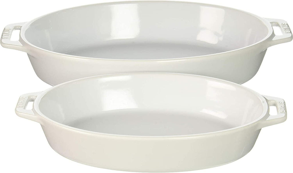 STAUB Ceramics Oval Baking Dish Set, 2-piece, White