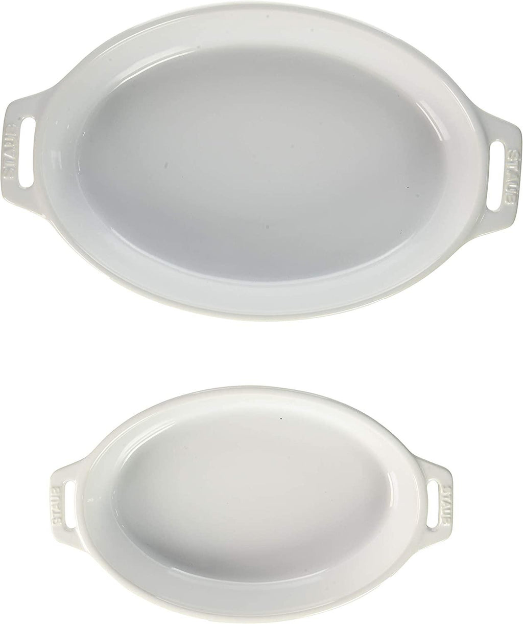 STAUB Ceramics Oval Baking Dish Set, 2-piece, White