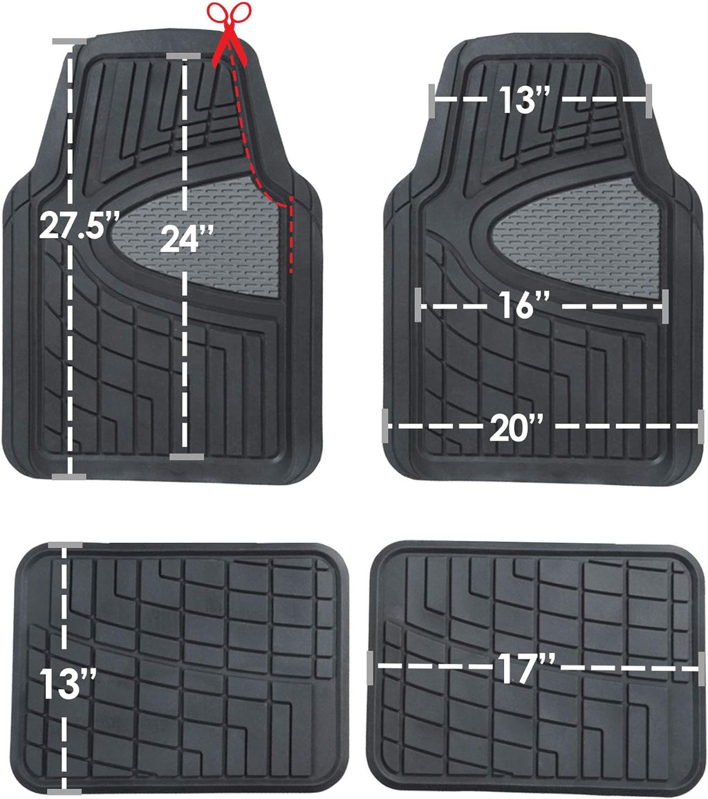 FH Group Automotive Floor Mats - Heavy-Duty Rubber Floor Mats for Cars, Universal Fit Full Set, Climaproof Floor Mats, Trimmable Floor Mats for Most Sedan, SUV, Truck Floor Mats Pink