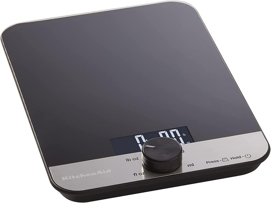 KitchenAid KQ908 Glass Surface 11 Pound Capacity Digital Kitchen and Food Scale, Black