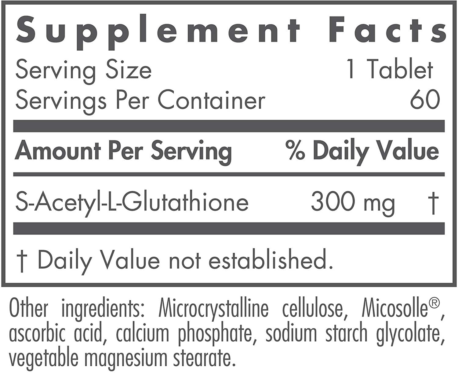 NutriCology Acetyl Glutathione 300mg - Well-Absorbed, Hypoallergenic - 60 Scored Tablets