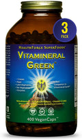 HealthForce SuperFoods Vitamineral Green - 400 VeganCaps - Pack of 3 - All-Natural Green Superfood Complex - Vitamins, Minerals, Amino Acids & Protein - Vegan & No Gluten - 150 Total Servings