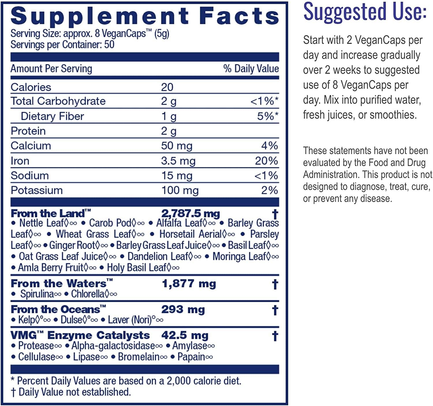 HealthForce SuperFoods Vitamineral Green - 400 VeganCaps - Pack of 3 - All-Natural Green Superfood Complex - Vitamins, Minerals, Amino Acids & Protein - Vegan & No Gluten - 150 Total Servings
