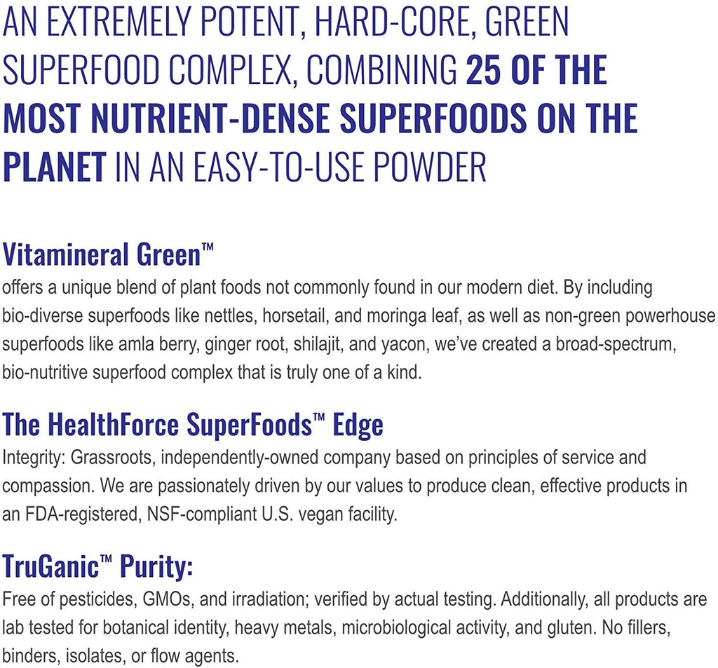 HealthForce SuperFoods Vitamineral Green - 400 VeganCaps - Pack of 3 - All-Natural Green Superfood Complex - Vitamins, Minerals, Amino Acids & Protein - Vegan & No Gluten - 150 Total Servings