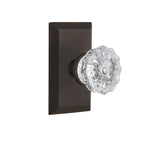 Studio Plate Double Dummy Crystal Glass Door Knob in Oil-Rubbed Bronze