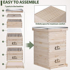 lafuria 3 Layers 30 Frames Langstroth Honey Bee Hive Box Wooden with Metal Roof for Beekeeping