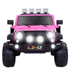 LEADZM 12V Kids Ride-On Truck Car Toy With Remote Control Jeep LED Lights Rechargeable Battery 4 mph-Pink