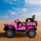 LEADZM 12V Kids Ride-On Truck Car Toy With Remote Control Jeep LED Lights Rechargeable Battery 4 mph-Pink