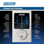 Century Matte Black Connect Smart Door Lock with Alarm