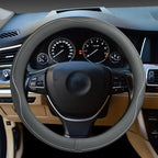 Car Steering Wheel Cover, Anti-Slip, Safety, Soft, Breathable, Heavy Duty, Thick, Full Surround, Sports Style (Gray)