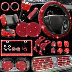 27pcs Bling Car Accessories Set For Women, Bling Steering Wheel Covers Universal Fit 15 Inch, Bling License Plate Frame,  Phone Holder, Car Coasters