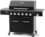 6-Burner Propane Gas BBQ Grill 60,000 BTU Side Burner 12,000 BTU Black