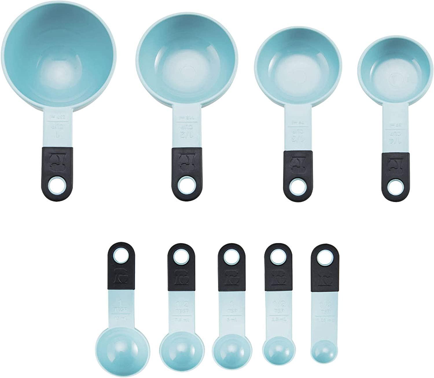KitchenAid Classic Measuring Cups And Spoons Set, Set of 9, Aqua Sky/Black