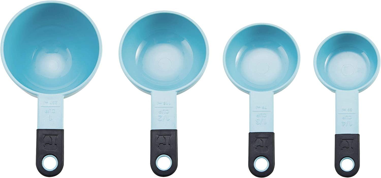 KitchenAid Classic Measuring Cups And Spoons Set, Set of 9, Aqua Sky/Black